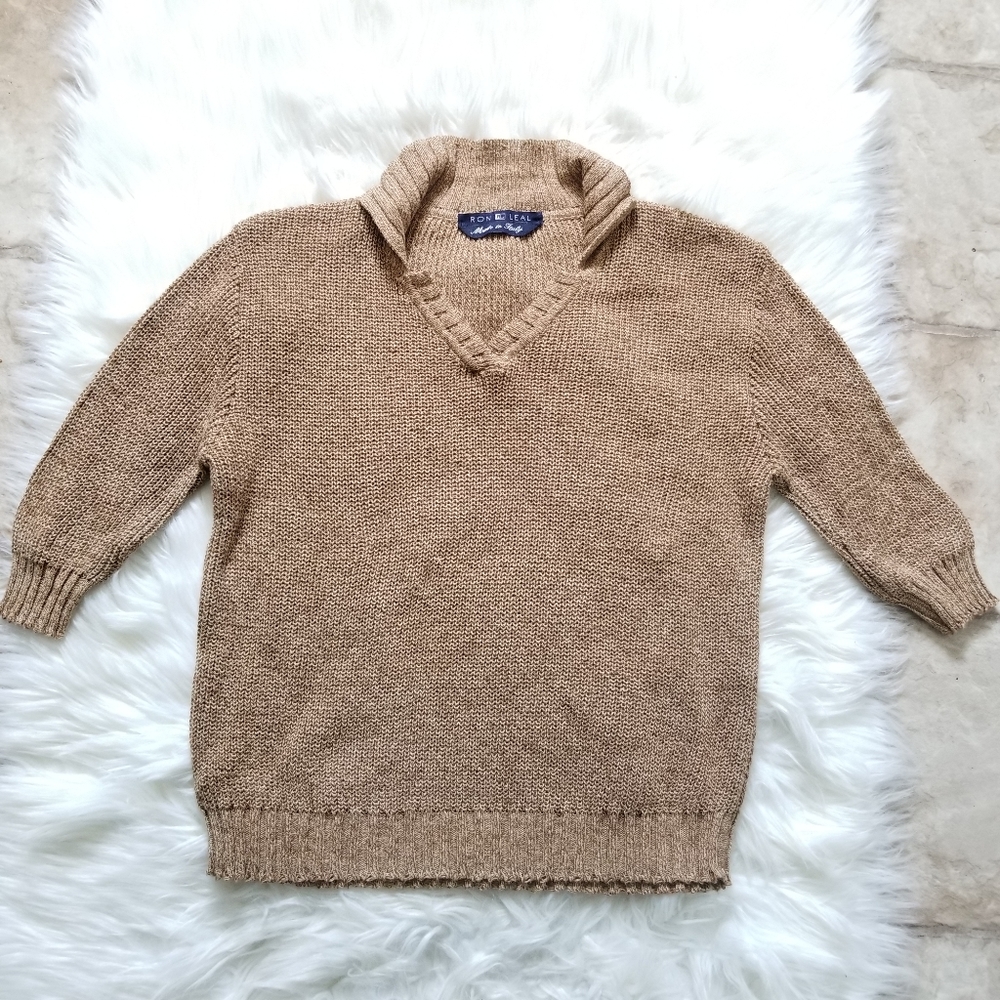 Vintage 90s Ron Leal Italy Crochet Knit Top